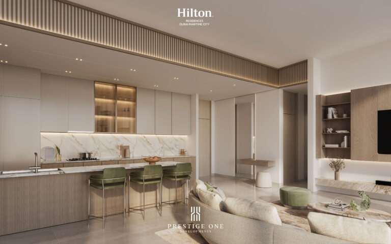 3BR_Living-Dining-kitchen_V2- Hilton Residences DMC